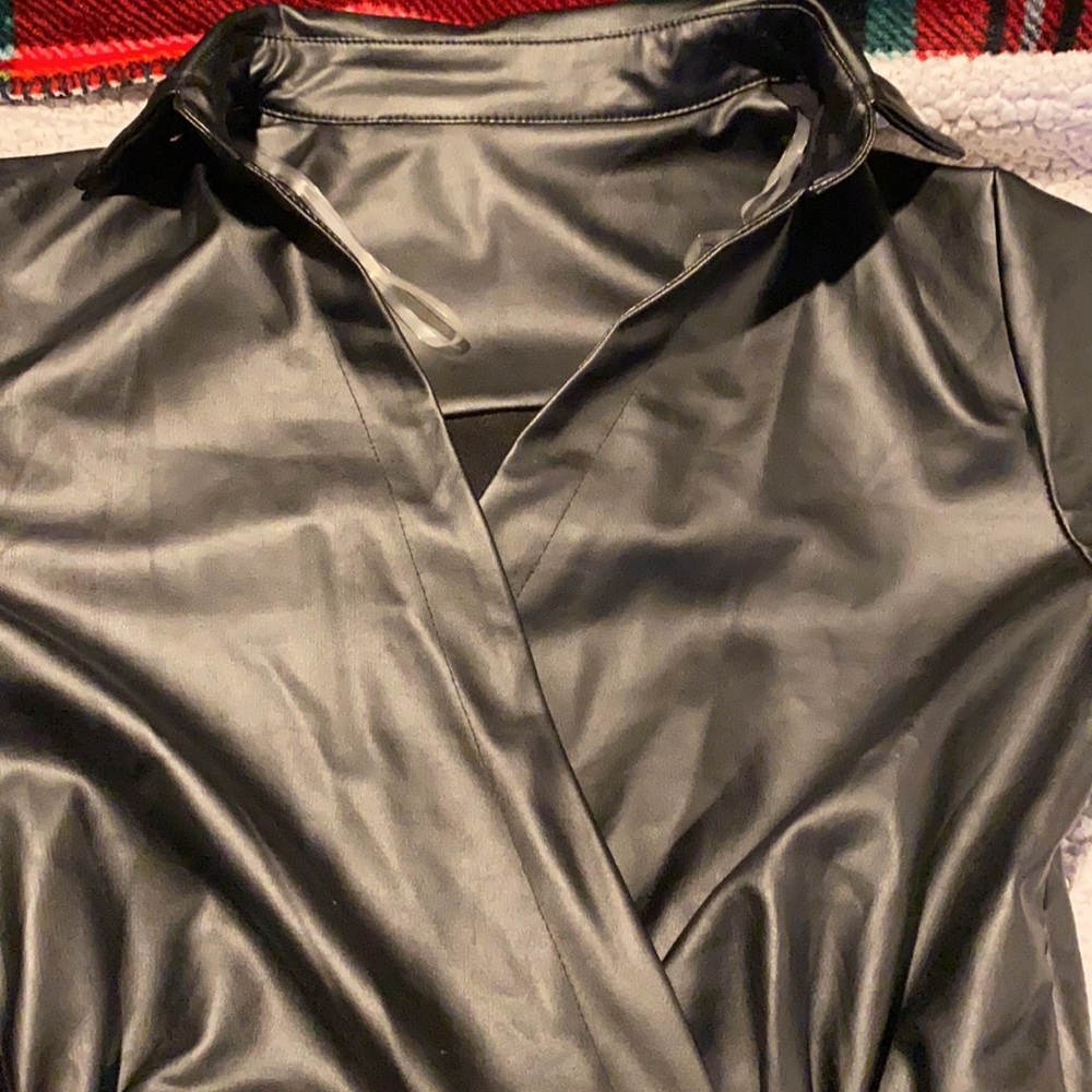 Black, long sleeve, leather dress. Size small.
